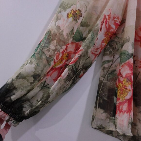 White House Black Market Placed Floral Off Shoulder Blouse Multicolor Size M Nov - Picture 3 of 8